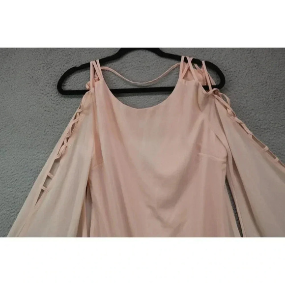 Umgee Chiffon Peach Tunic-Bell Sleeves-Strappy-Size Large-Lined-Boho - Picture 2 of 10